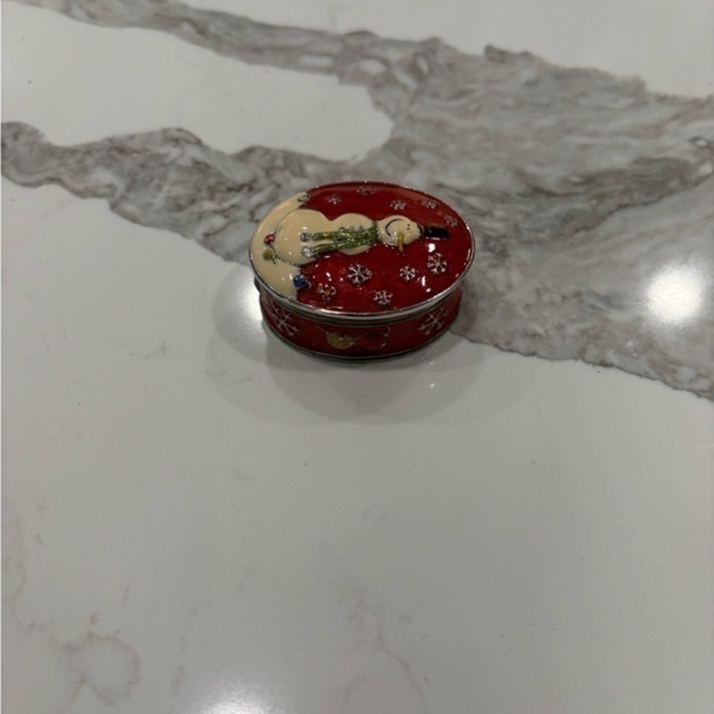 Christmas snowman‎ enamel trinket/pillbox with magnetic closure - Picture 5 of 5